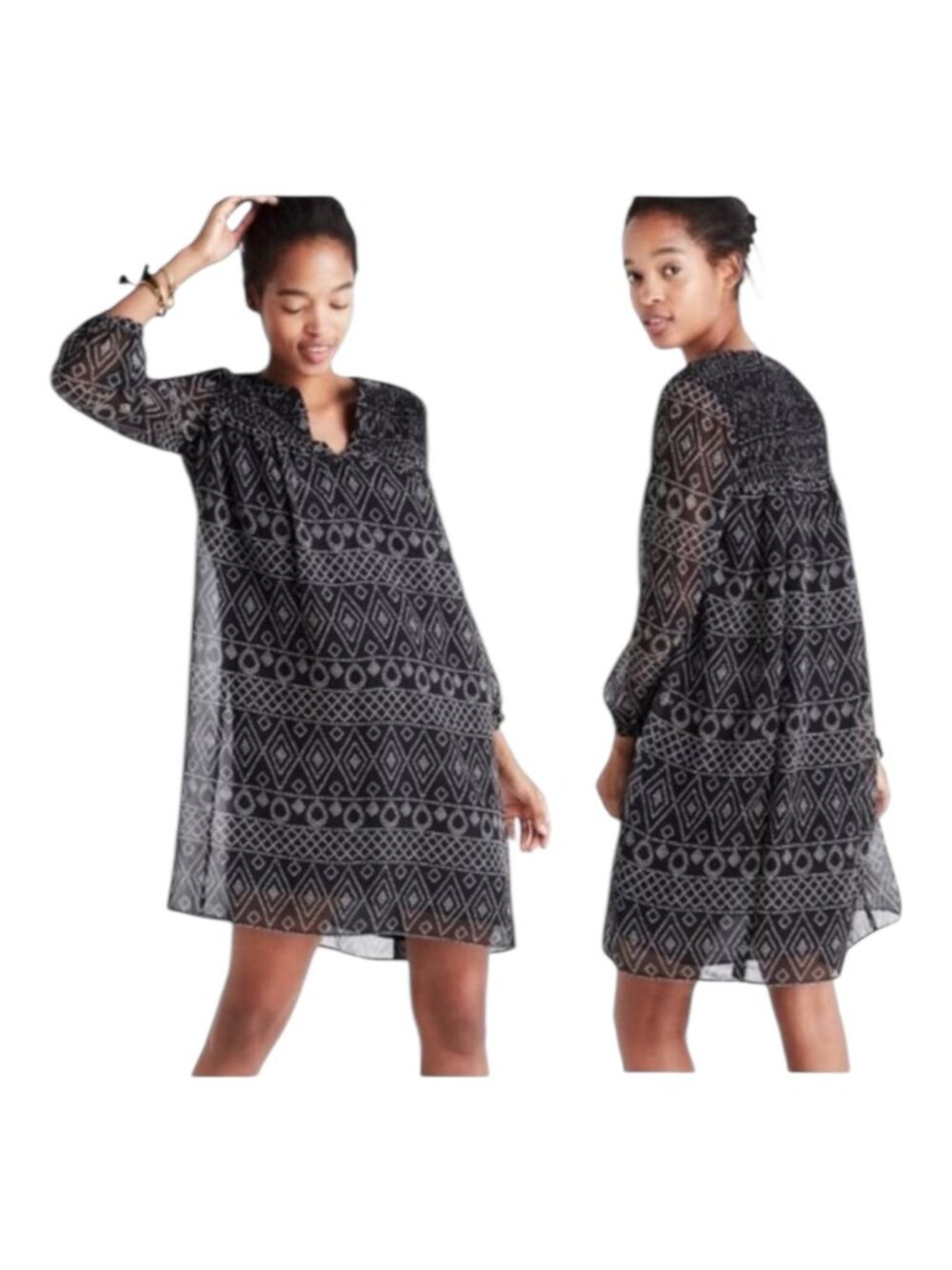 Madewell Smock Tunic Bohemian Flowy Dress In Caravan Print